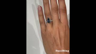 DazzlRing 4.05 Carat Cornflower Blue Pear Silver Engagement Ring