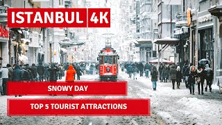 Istanbul City Walking Top 5 Tourist Attraction On A Heavy Snow Day |16 Feb 2021 |4k 60fps UHD