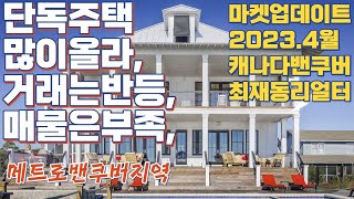 마켓업데이트 메트로밴쿠버, 코퀴틀람, 포트무디, 버나비, 밴쿠버, 웨스트밴쿠버, 노스밴쿠버등,  최재동리얼터 2023년 4월