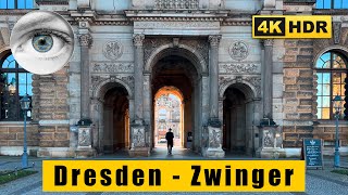 Dresden walk 4k HDR - Zwinger, SchlossPlatz, Katholische Hofkirche, Dresden Castle, Elbe - Germany🇩🇪