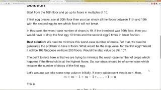 172 Egg Drop Interview Problem SOLUTION