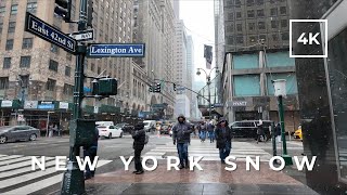 [4K] Snow in New York: Midtown Manhattan Walking Tour