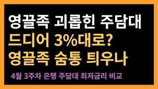 주택가격 반등 신호? 영끌족 괴롭힌 주담대 금리 줄줄이 3%대 진입 영끌러들 숨통좀 틔우나? 4월3주차 은행 주택담보대출 금리비교 #최저금리 #금리비교 #주택담보대출 #아파트담보