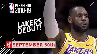 LeBron James Full LAKERS DEBUT Highlights vs Nuggets - 2018.09.30 - 9 Pts, 3 Ast, 9 Reb!