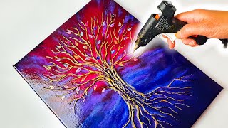 Painting with a GLUE GUN?? The Tree of Life Acrylic Pour | AB Creative Tutorial