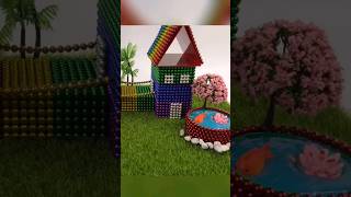 How to build Amazing Villa Fish Pond Garden by magnetic balls #asmr #magnetic #craft #art #reels