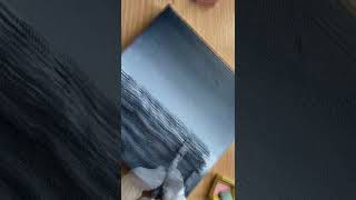 White and Black / Moon And Sea 🌊/Easy acrylic painting tutorial #shorts #painting #easy