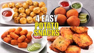 4 EASY POTATO SNACKS RECIPE | POTATO BESAN SNACK | POTATO BREAD BALL | POTATO NUGGET | POTATO PAKORA