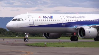 22/09/23 秋田空港 全日本空輸 ANA A321-200N (JA143A) Arrival \u0026 Departure at Akita Airport, RJSK