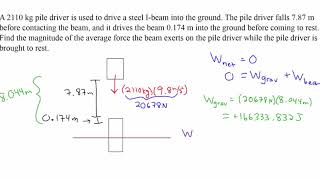 Finding Work Done by and Force of Pile Driver Dropped on Beam