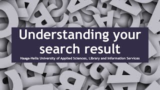 Understanding your search result