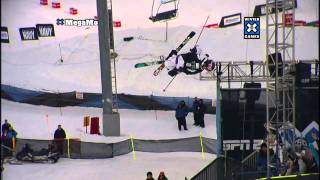 Winter X Games 15 - Simon Dumont Wipes Out On Ski Superpipe