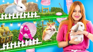 Building 2 Floors House for Hamster and Bunny! Secret Rooms for Pets