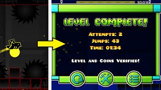 Прошёл свой самый первый уровень! Geometry Dash