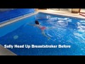 swimming without stress sally head up breaststroker before and after 2 lessons