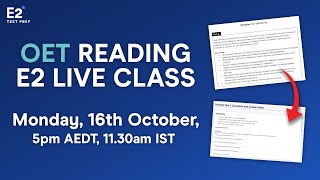 OET Live Class - OET Reading Part B - How to Read for Gist and score high!