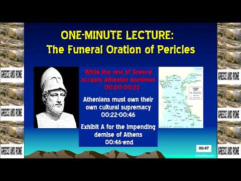 What was the purpose of Pericles funeral oration?
