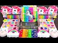 ASMR UNICORN RAINBOW Slime Mixing Makeup,Parts, Glitter Into Slime!#ASMR#satisfying#slime