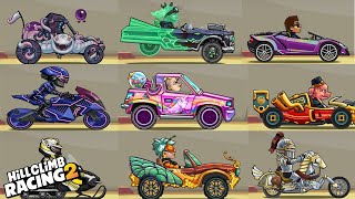 Hill Climb Racing 2 - ALL SKINS, VEHICLE PAINTS and DRIVER ANIMATIONS 2023