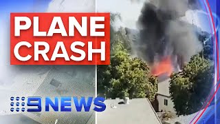 Plane crashes into home in California | Nine News Australia