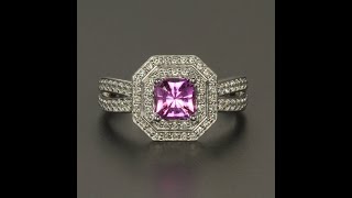 14K White Gold Pink Sapphire and Diamond Ring .77 Carats