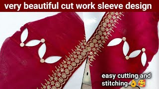 cut work sleeve design/ sleeve design/ designer baju/ cutting and stitching