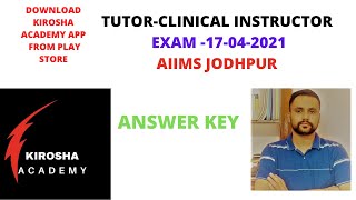 Nursing Tutor Reacts: AIIMS Jodhpur Clinical Instructor Answer Key 2021