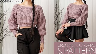 How to Crochet: Balloon Sleeve Sweater | Pattern \u0026 Tutorial DIY