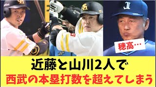 【ホークス】近藤と山川2人で西武の本塁打数を超えてしまった