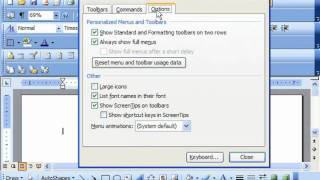 Word 2003 Tutorial Changing Toolbar & Menu Bar Options Microsoft Office Training Lesson 30.1