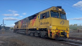 Aurizon locomotive ACB4404 with QR National logos running light at Evan’s Rd Lovely Banks 10/8/2024