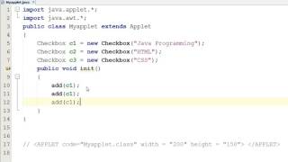 Checkbox in Java Applet (Hindi)