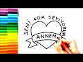 anneler günü resmi anneler günü için kalp nasıl Çizilir how to draw mother heart with wings