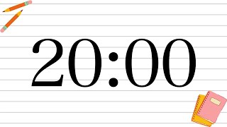 20 Minute Fun School Notebook Classroom Timer (No Music, Piano Alarm at End)