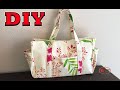 DIY FLORAL PRINT CANVAS TOTE BAG WITH EXPAND SIDE POCKETS TUTORIAL