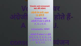 Vowels and consonants || स्वर व्यंजन | इंग्लिश में स्वर व्यंजन #shorts #viral #english