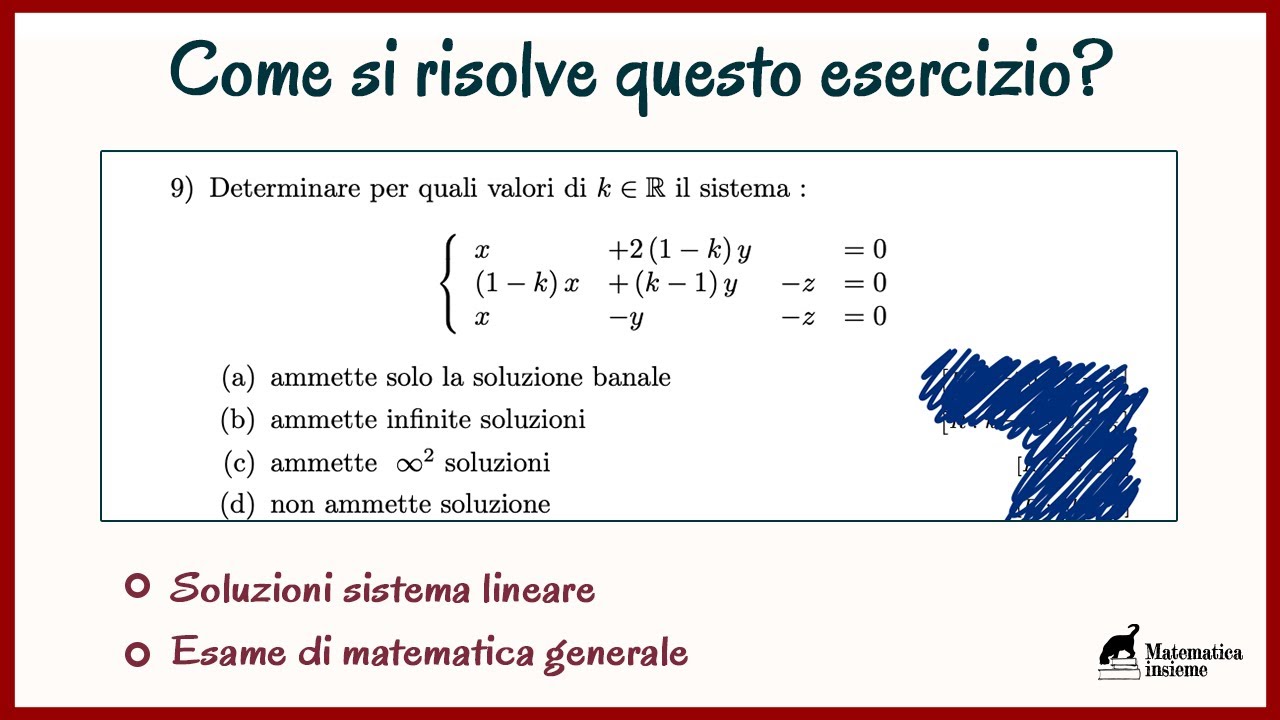 Determina Per Quale Valore Di K Il Seguente Sistema Ammette Infinite ...