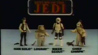 1983 Kenner Return of the Jedi commercial. Featuring Han Solo, Logray, biker scout and Chief Chirpa.