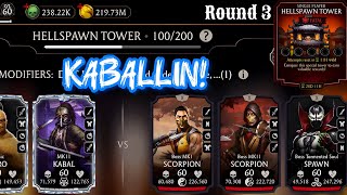 Duo Kabal are best! | Fatal Hellspawn Tower Boss Battle 100 \u0026 60,80 Fight + Reward MK Mobile