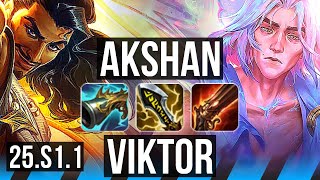 AKSHAN vs VIKTOR (MID) | 17/2/9, Godlike, Rank 15 Akshan | NA Master | 25.S1.1