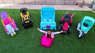Emma Opens Car Dealership Pretend Play with Ride On Cars