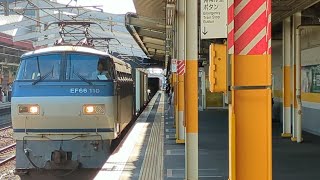 【新秋津駅を通過する貨物列車】JR貨物 EF66 110号機+コキ24B 吹A11仕業[4093レ] 宇都宮タ行 新秋津駅通過！[2023.11.02(木)]