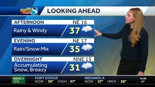 Updated timing on Friday snowfall