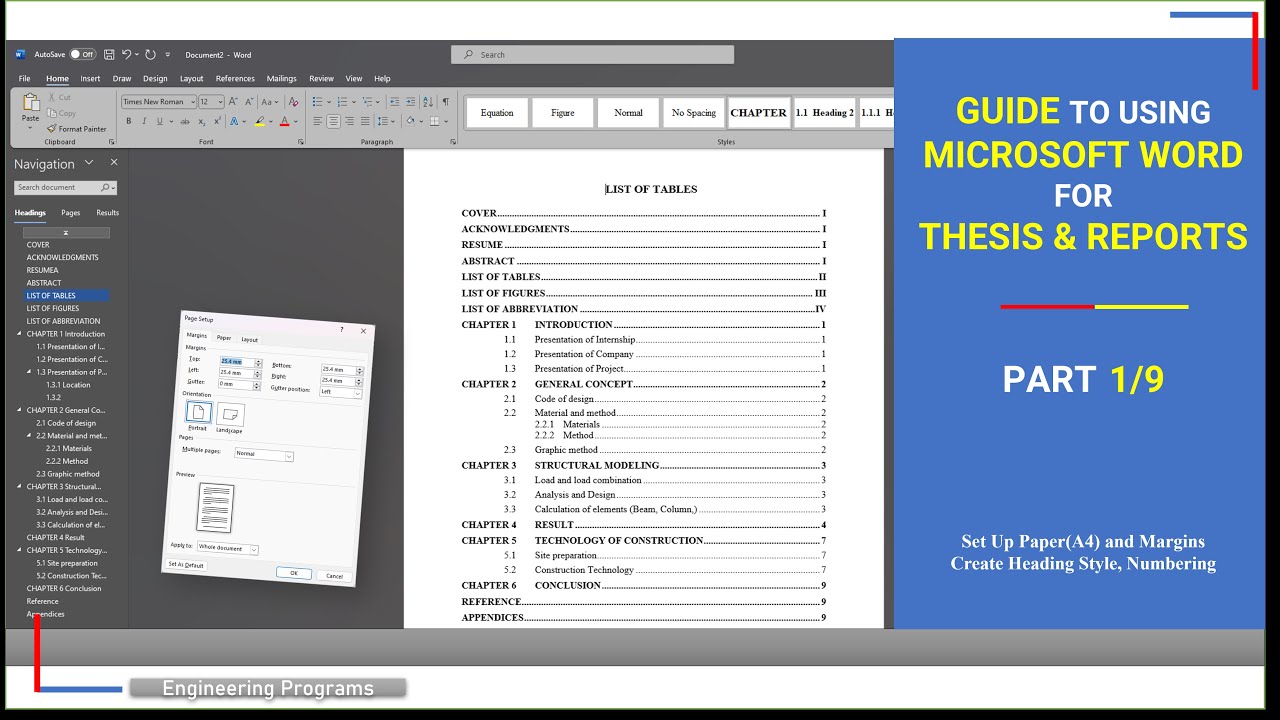 Guide To Using Microsoft Word For Thesis And Reports Part 1 Of 9