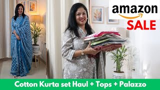 Latest Amazon Haul -  Cotton, Regular wear Kurta sets,  Office wear sets, Tops, palazzos✨Try on Haul