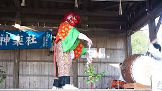 奉納神楽 柴引2 岡倉神楽 (於)竹ノ内神社春祭り