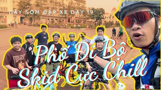 Fixed gear MTB skid cháy lốp ở phố đi bộ - Day 19 - Challenge Dậy Sớm Đạp Xe -  Leo 4 cây cầu quá đã