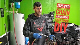 Kawasaki Z125 Pro Chain Adjustment & Chain Cleaning DIY ( Kawasaki Z125 Maintenance Series Part 2 )