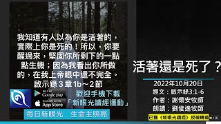 2022年10月20日新眼光讀經：活著還是死了？