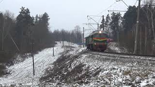 Магистральный грузовой тепловоз М62-1484 производит работы на перегоне Гатово - Шабаны